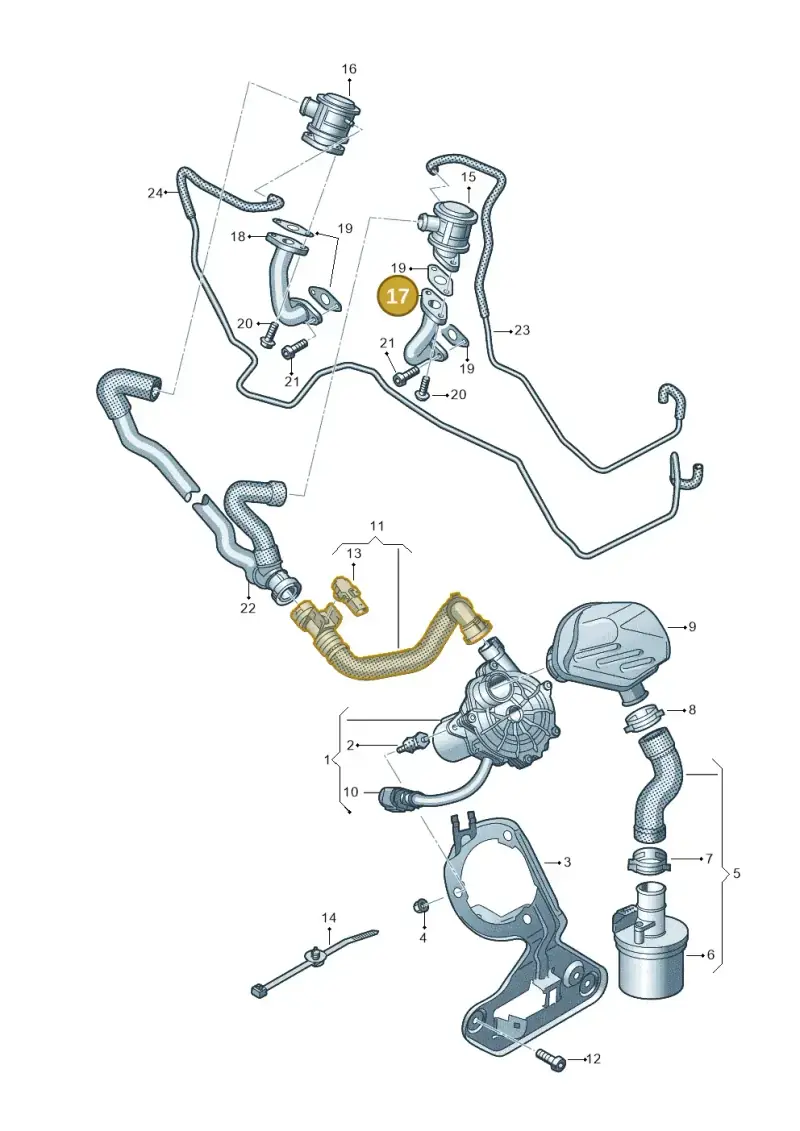 079131166AQ Audi Secondary Air Injection Pipe