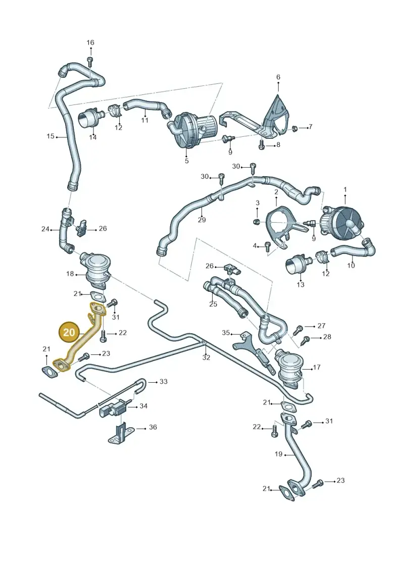 079131166E Audi Secondary Air Injection Pipe