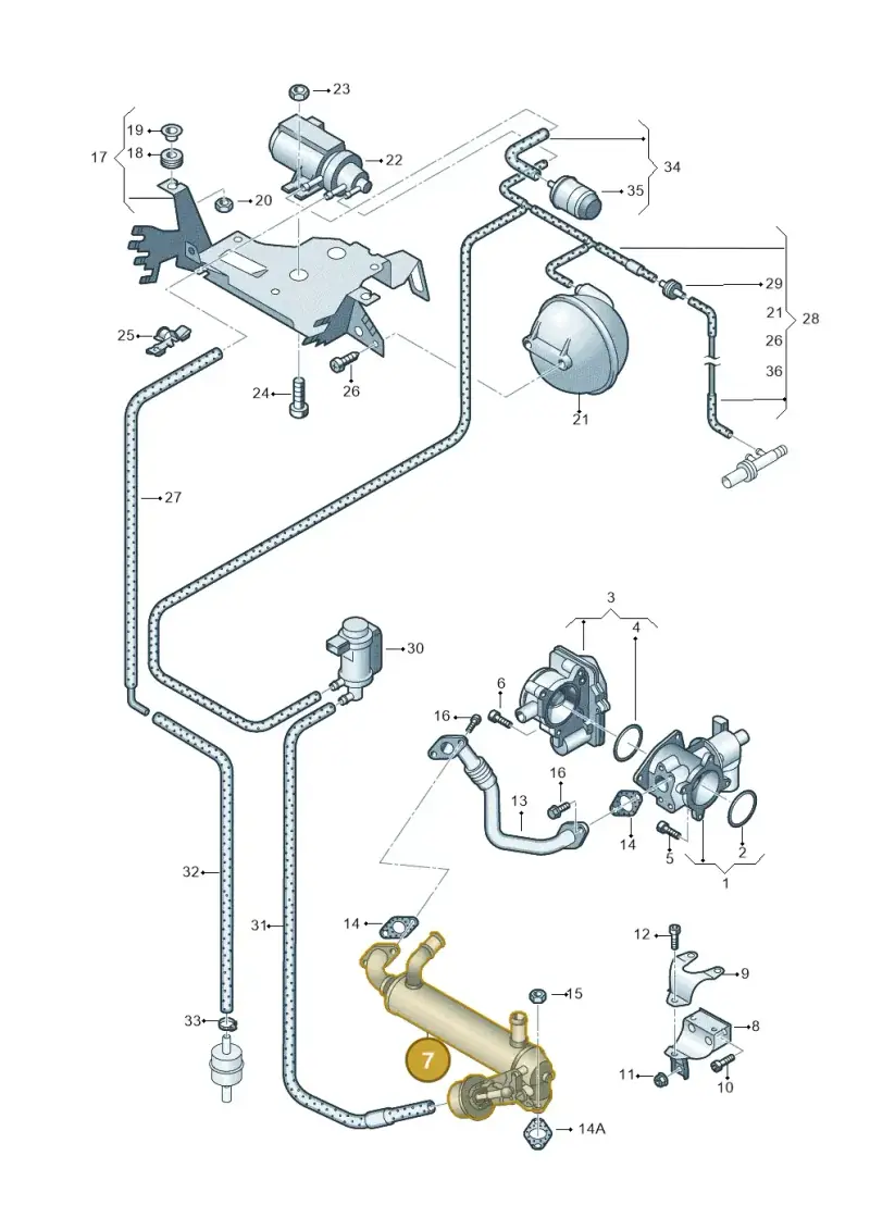 070131512F Volkswagen Exhaust Gas Recirculating Coolant