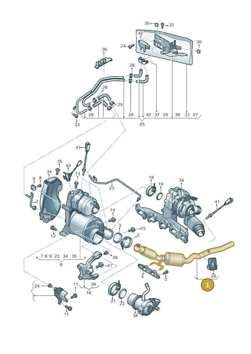 3Q0254300MX Volkswagen Exhaust Pipe with Catalytic Converter