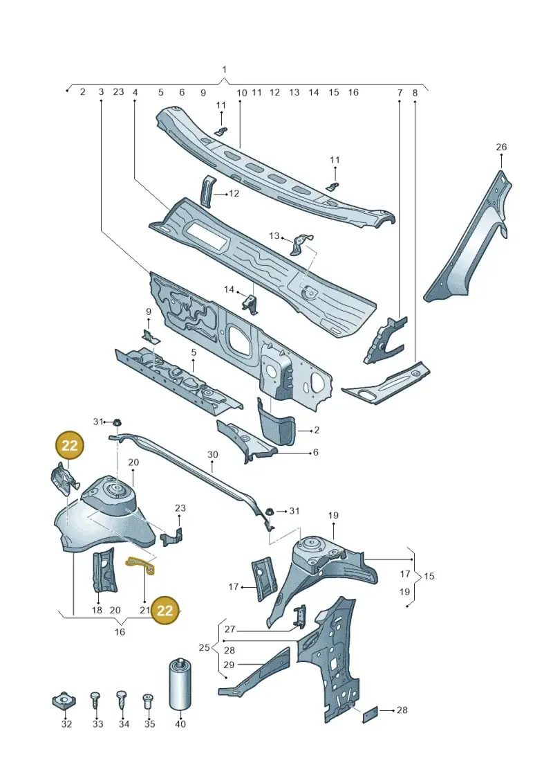 5WA810812A Volkswagen Bearing Fix. for Engine Support