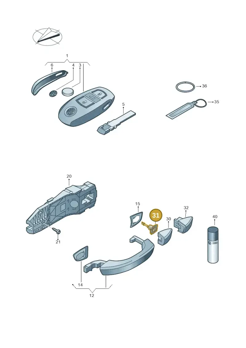 7P6837167BY Volkswagen Lock Cylinder With Housing