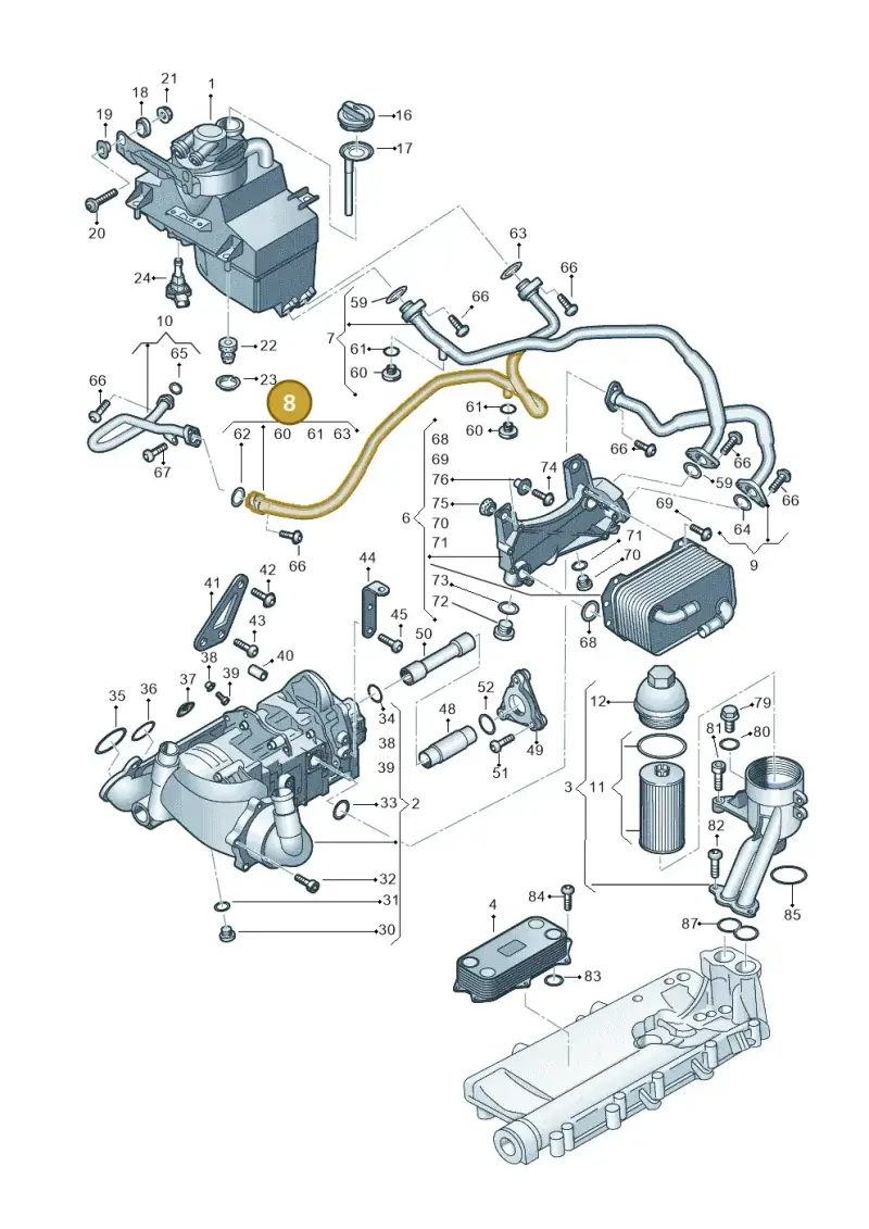 4S0115687C Audi Oil Hose
