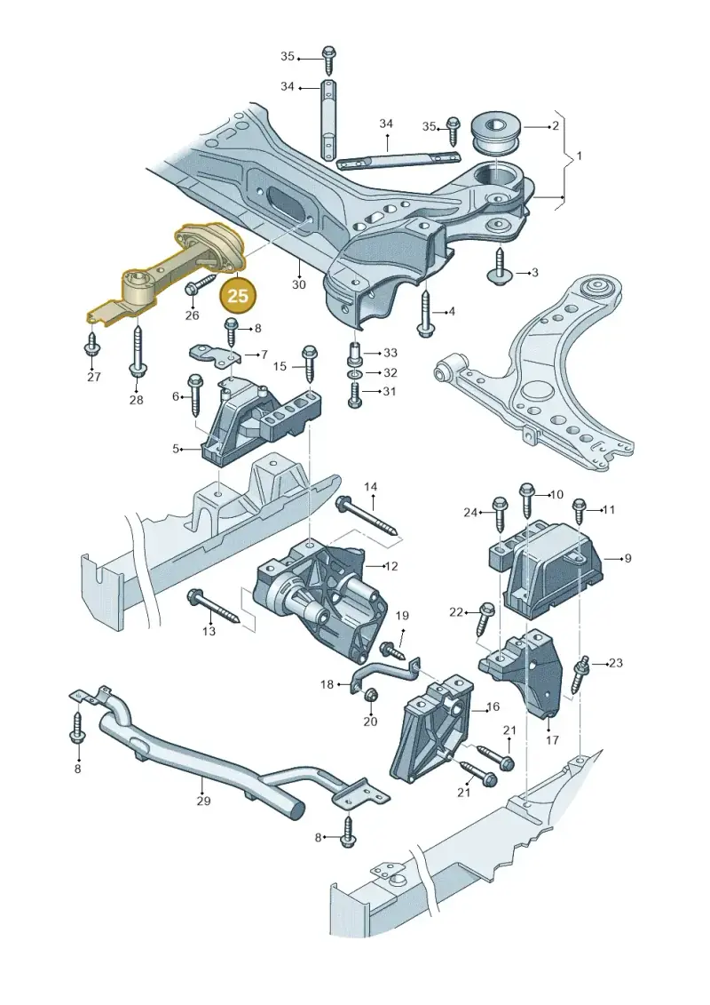 8N0199851 Audi Engine Mount Support