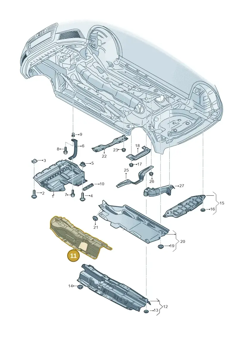 8X0825671K Audi Heat Shield for Tunnel