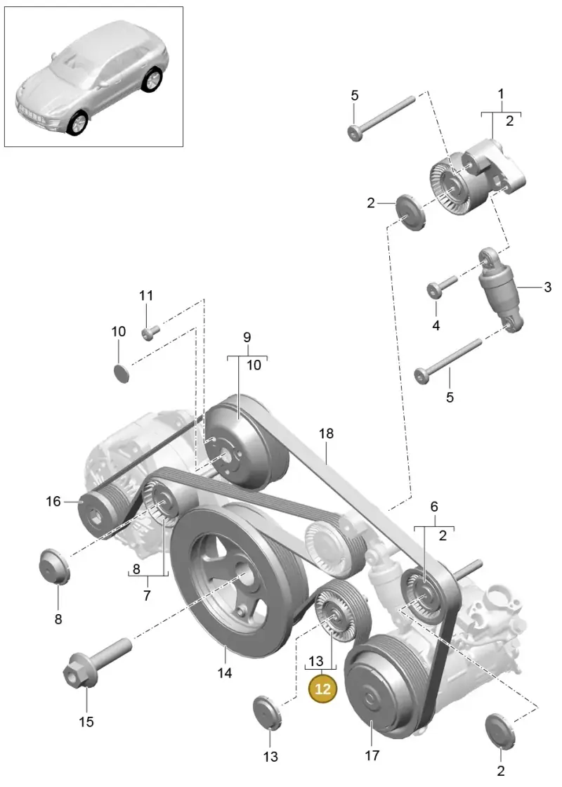 0PB145257 Porsche Idler Pulley