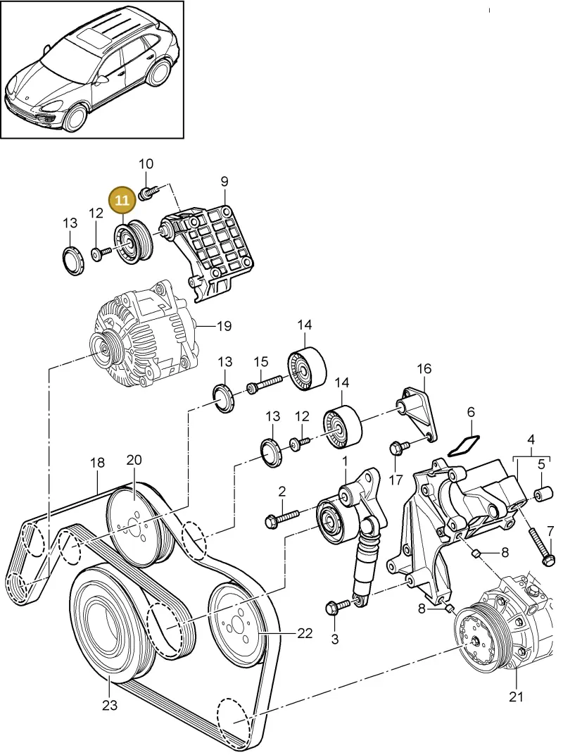 95510211801 Porsche Idler Pulley
