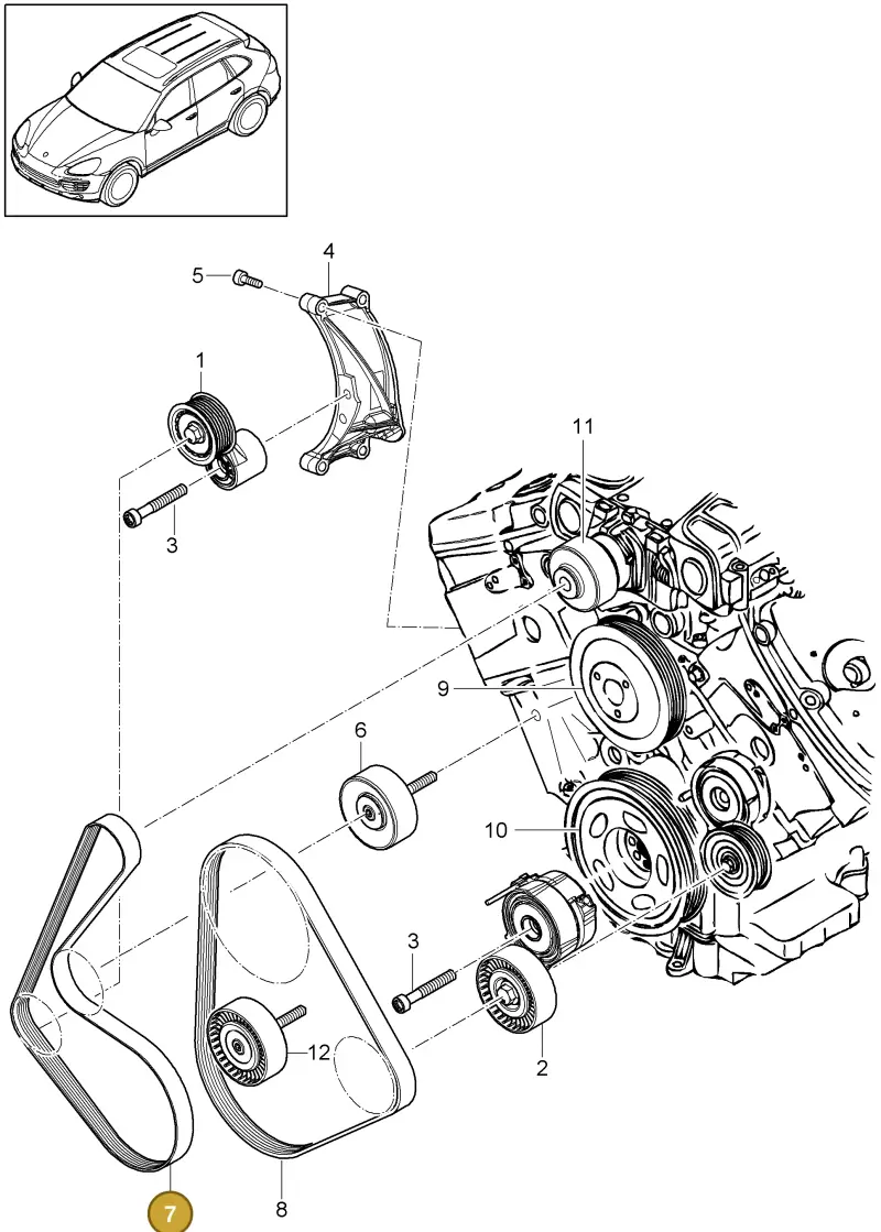 95810225100 Porsche Poly-V-Belt