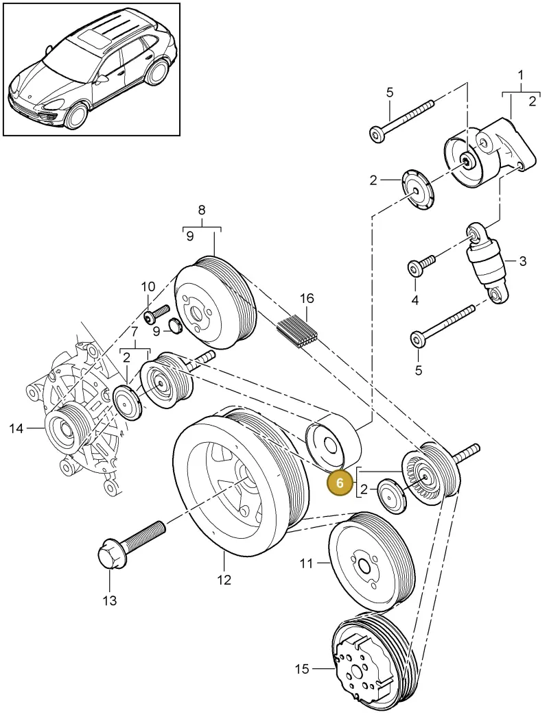 95814527601 Porsche Idler Pulley