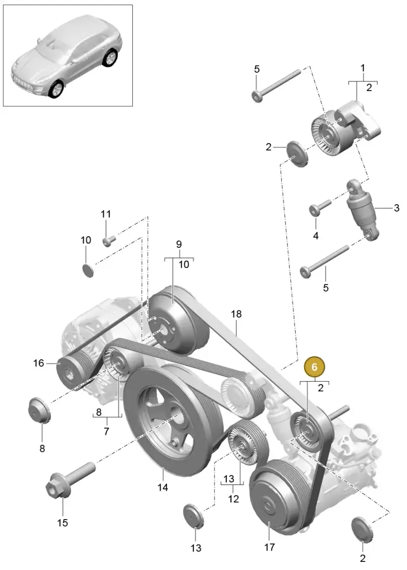 95814527901 Porsche Idler Pulley with Bolt