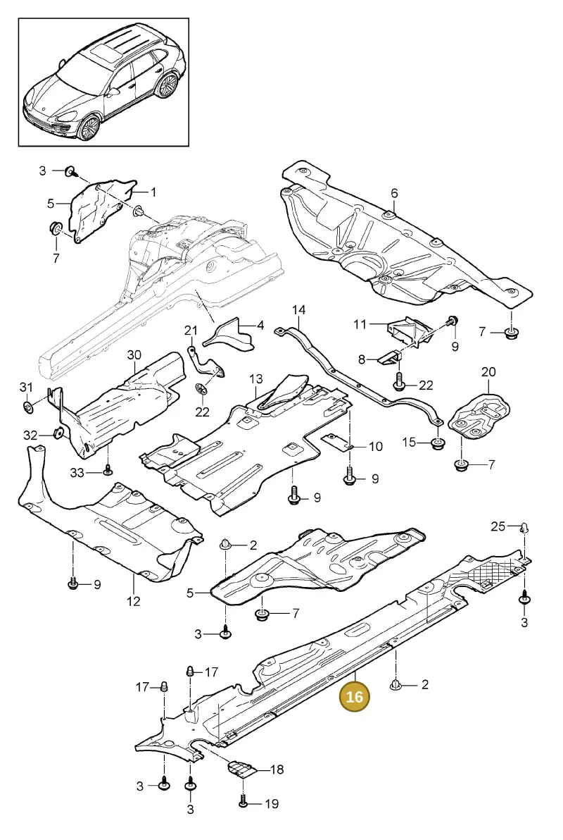 95850421100 Porsche Underbody Trim