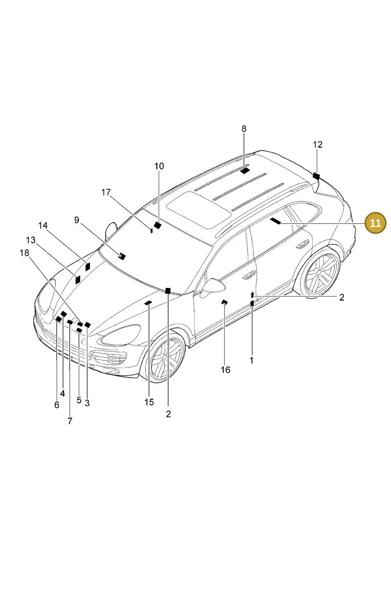 95870164200 Porsche Warning Sign for Hybrid Vehicles