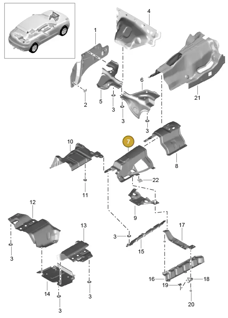 95B804160 Porsche Heat Shield for Tunnel