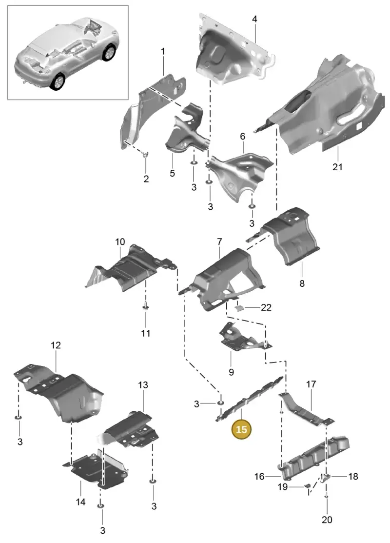 95B825757A Porsche Heat Shield for Tunnel