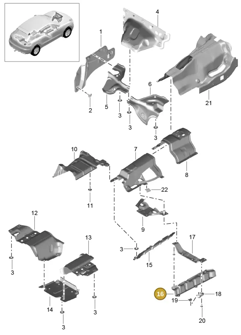 95B825758A Porsche Heat Shield for Tunnel