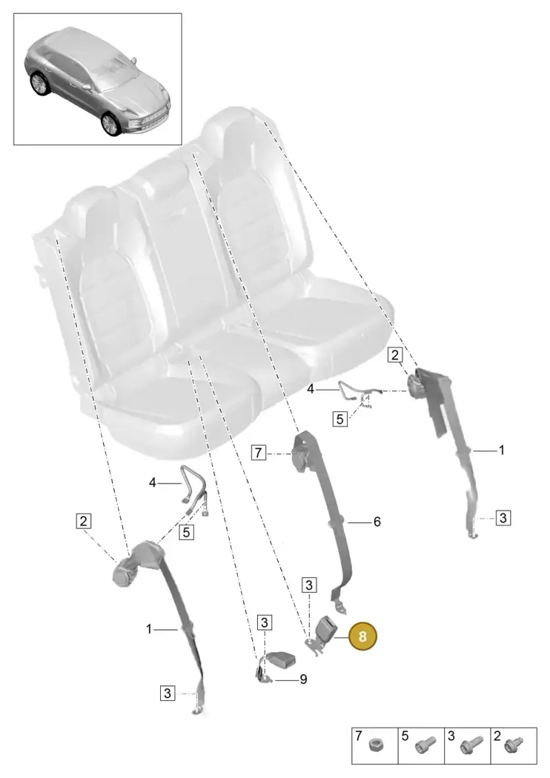 95B857754AYLZ Porsche Belt Latch (Satin Black YLZ)
