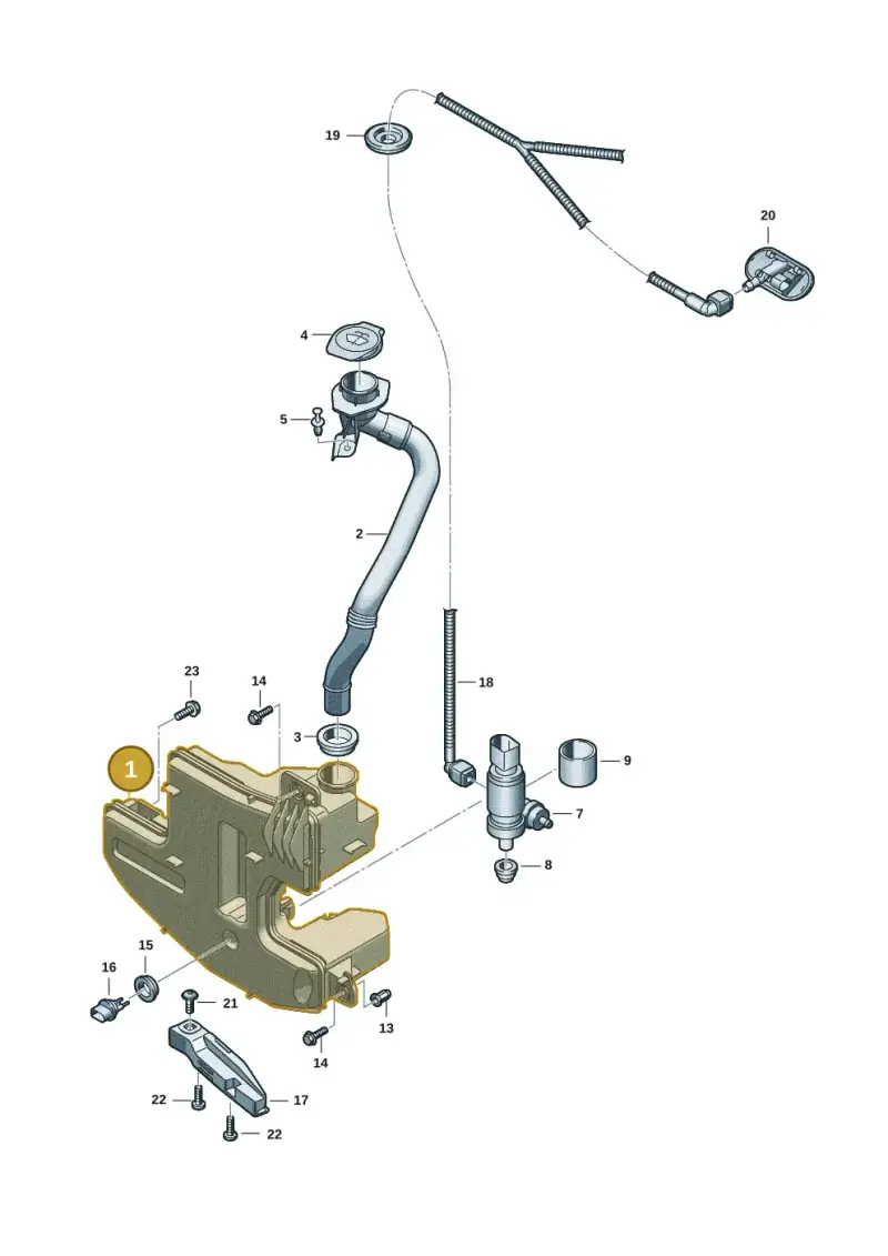 95C955453J Porsche Wash Water Reservoir