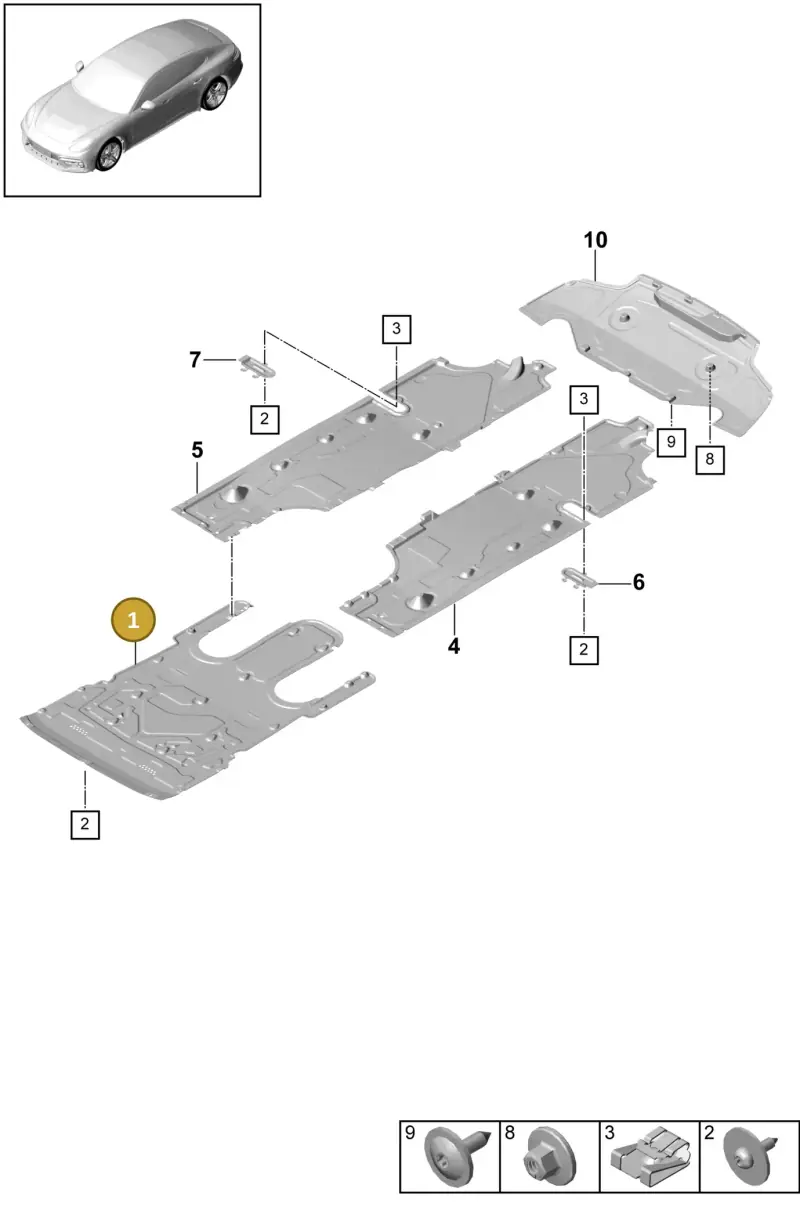 971825311J Porsche Underbody Trim