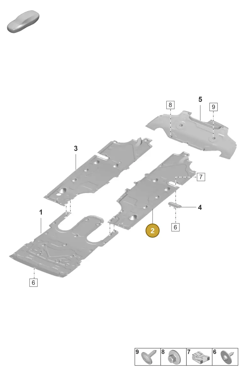 971825521J Porsche Underbody Trim