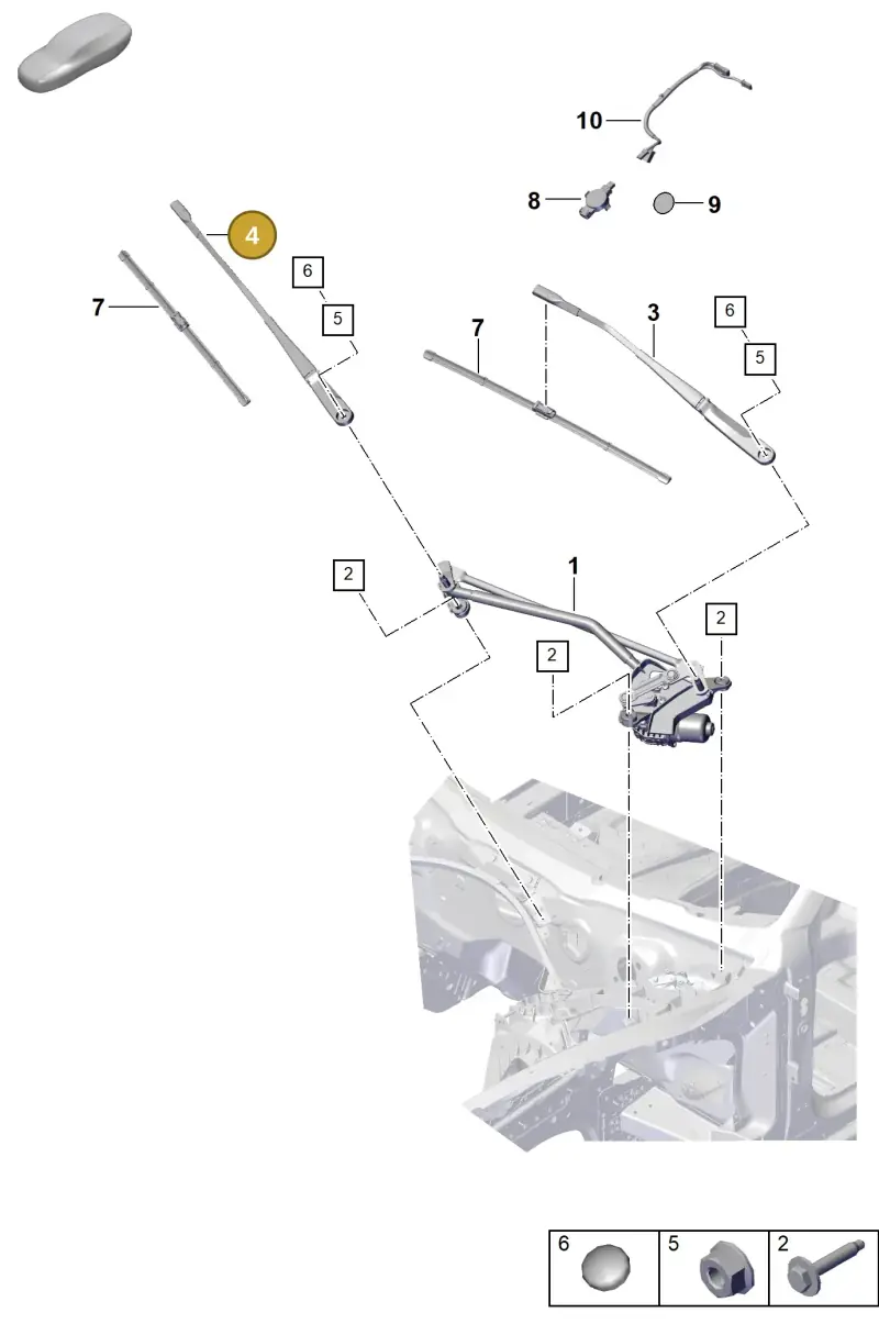 971955410 Porsche Wiper Arm