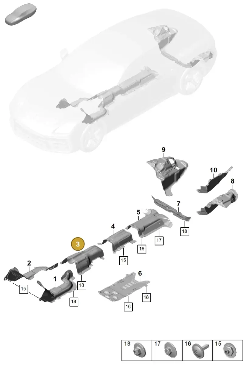 976804163 Porsche Heat Shield for Tunnel