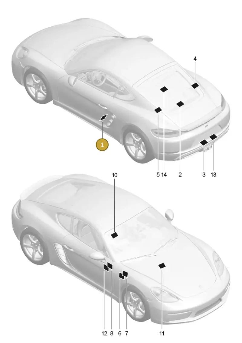 982010000E Porsche Data Plate for Tyre Pressure