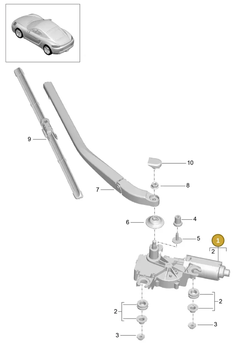 98762808002 Porsche Wiper Motor