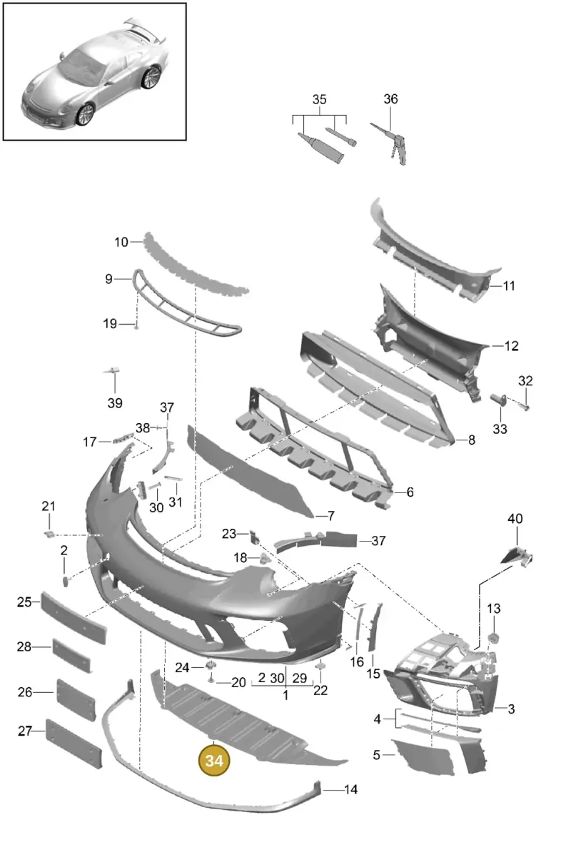 99150560180OK1 Porsche Underbody Trim (Matt Black OK1)