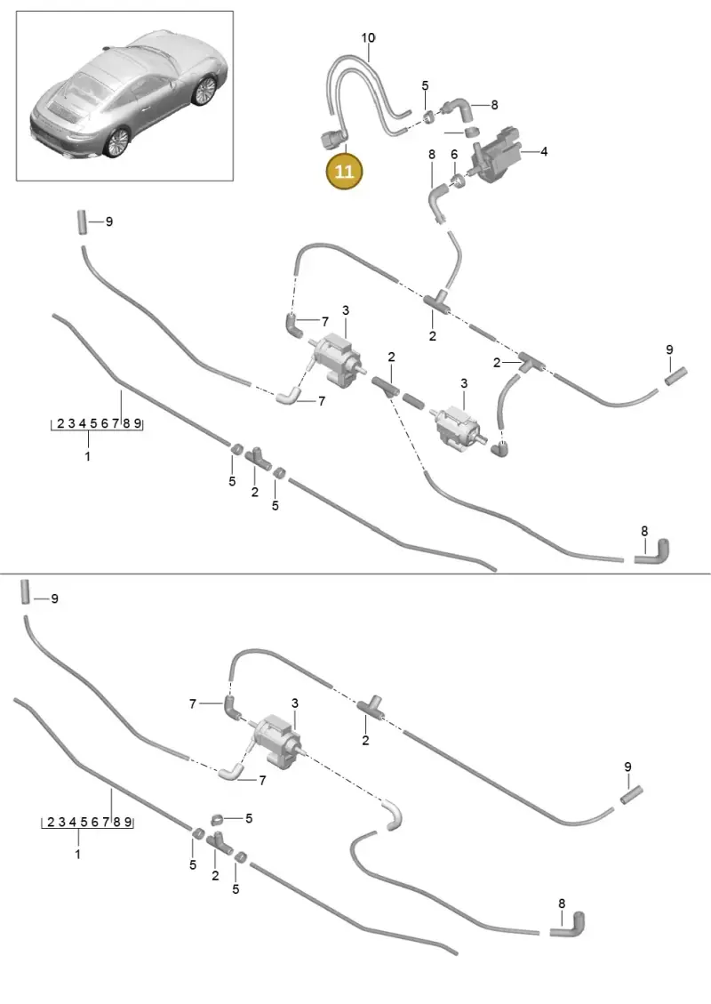9A111017270 Porsche Vacuum Line