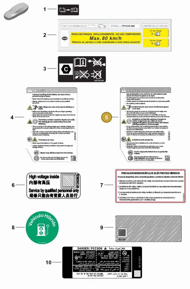 9A701053910 Porsche Warning Sign