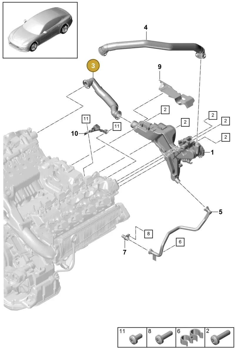 9A710321130 Porsche Breather Line