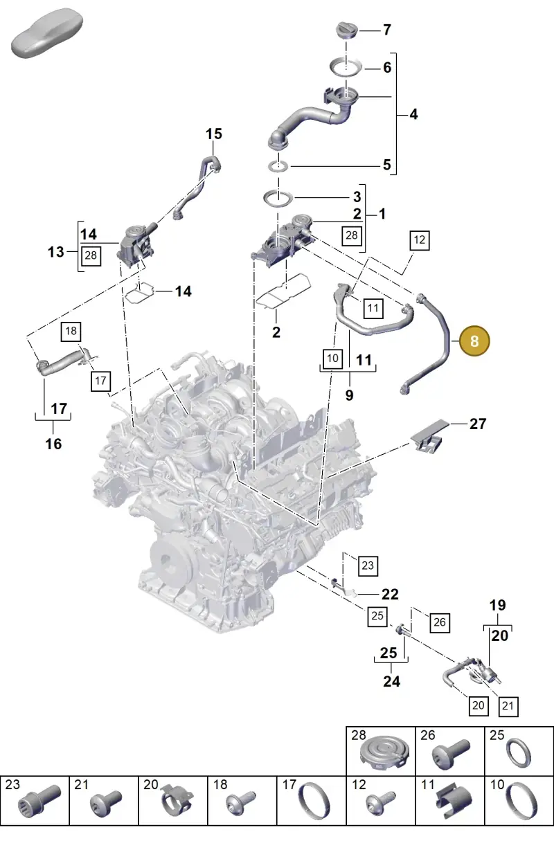 9A710328200 Porsche Breather Line