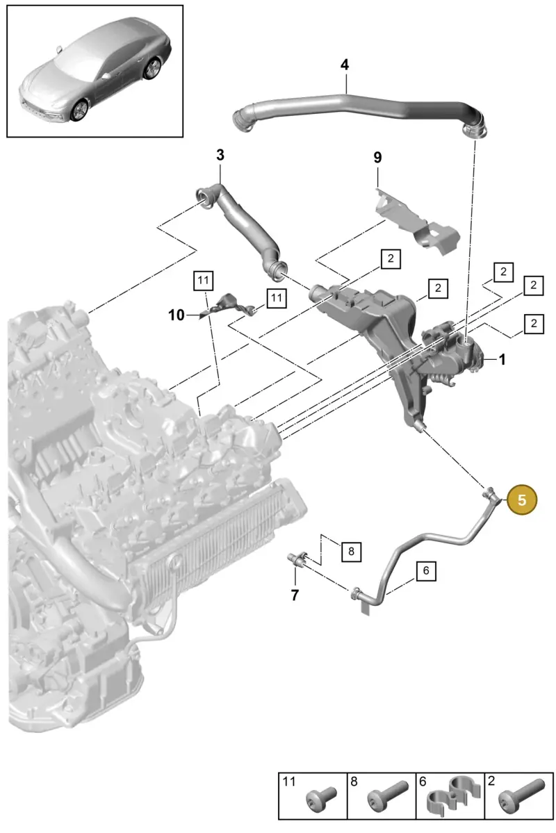 9A714573410 Porsche Oil Return Line