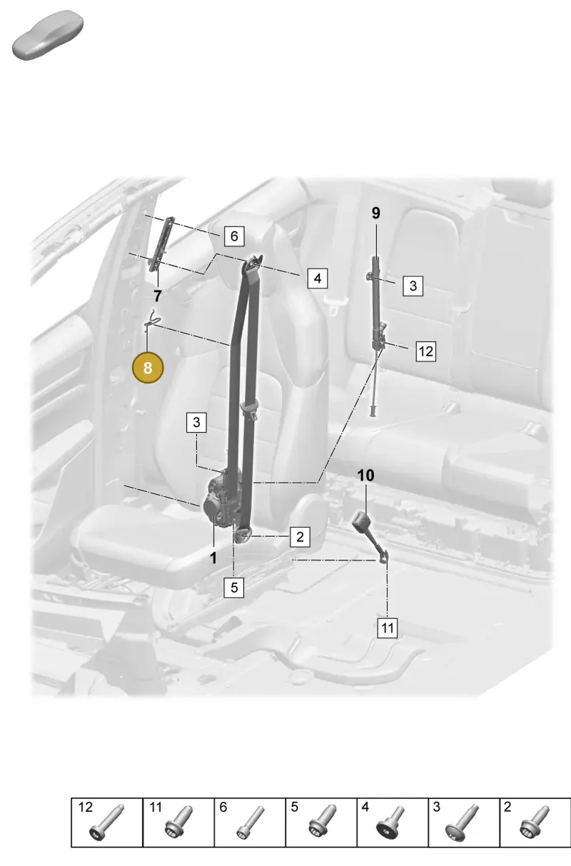 9A7857817 Porsche Seat Belt Guide
