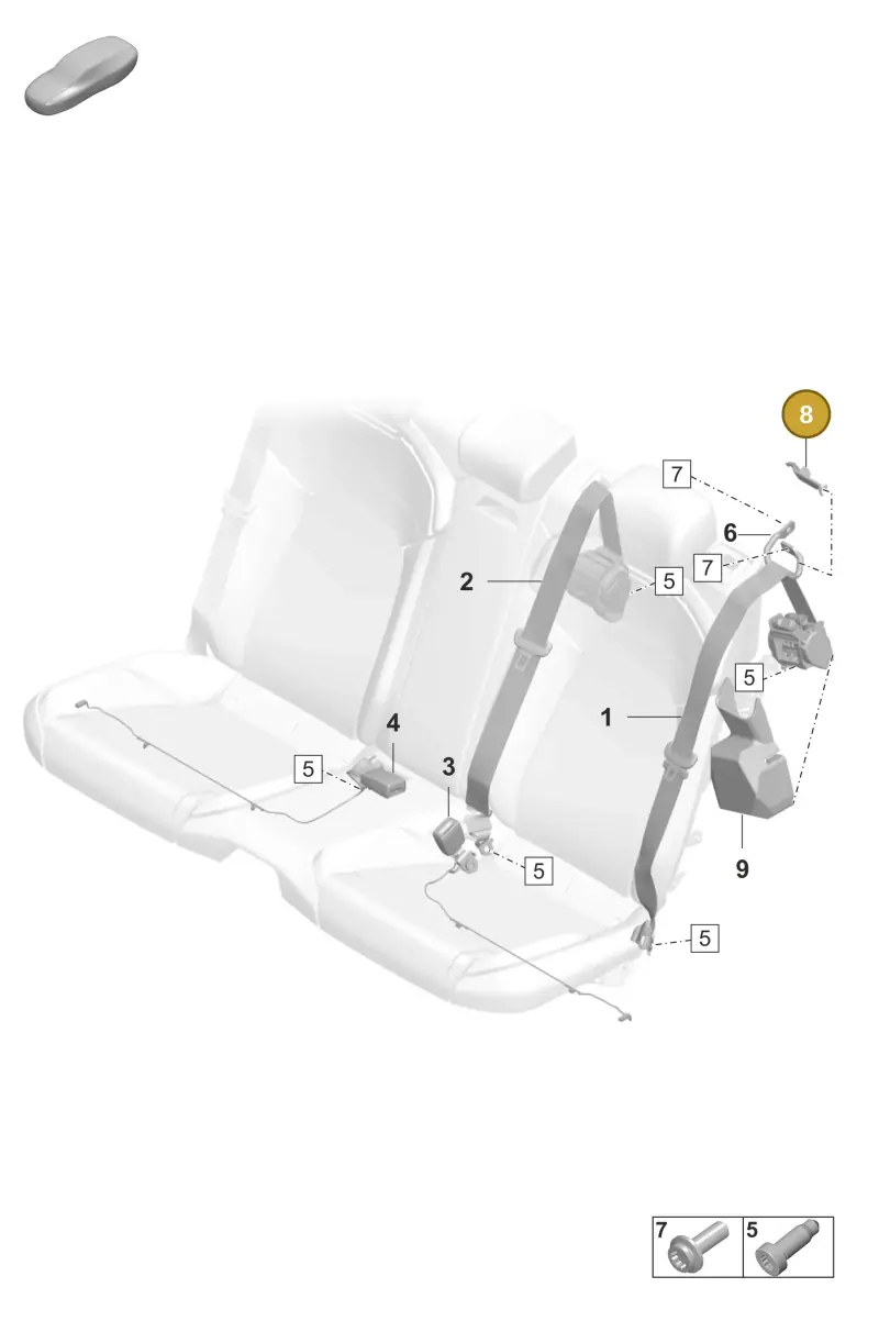 9J0857782 Porsche Seat Belt Guide