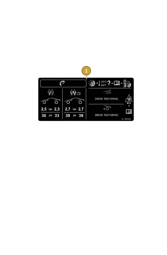 9J1010052 Porsche Data Plate for Tyre Pressure