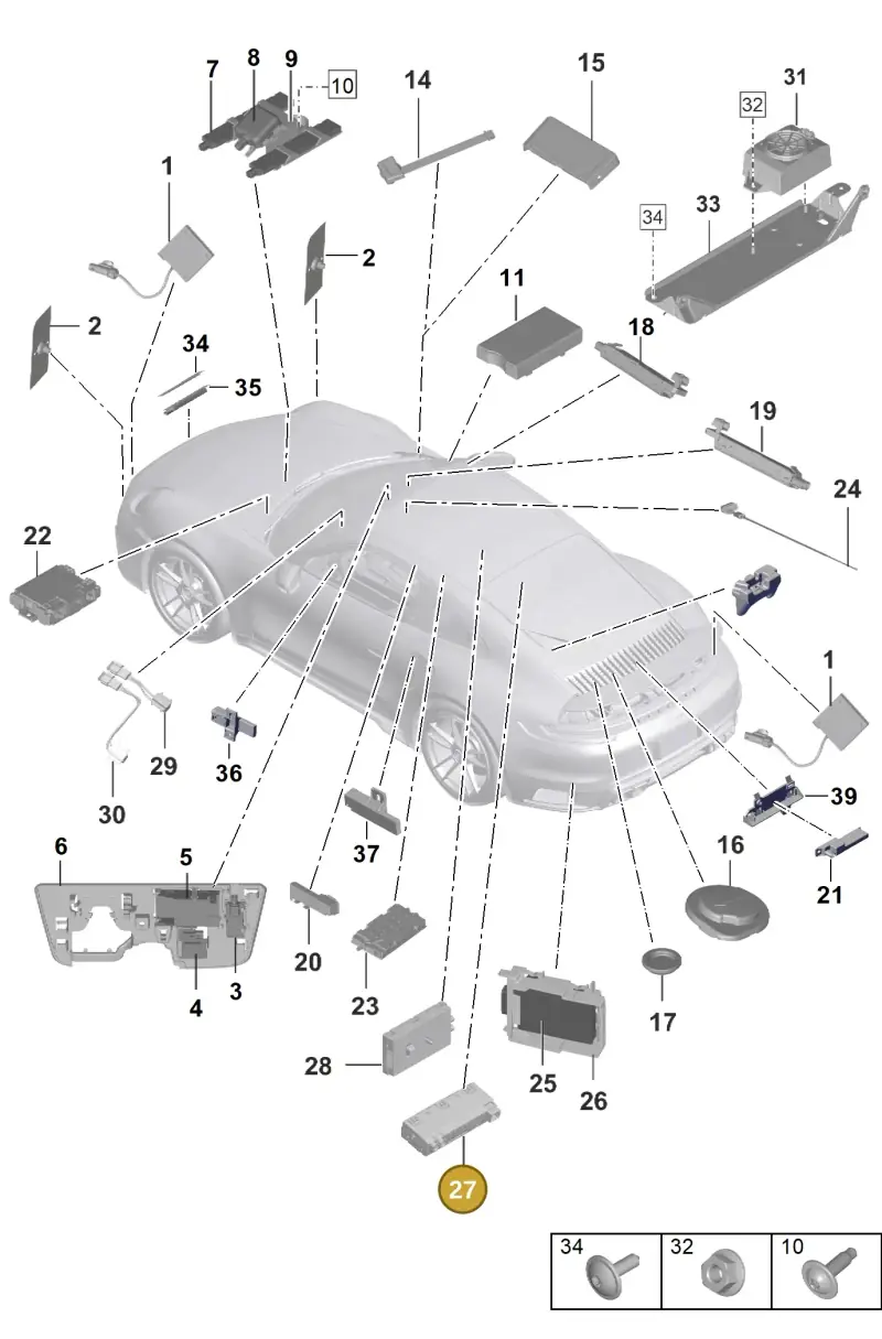 9J1051515B Porsche Control Unit for Radio-Controlled Park