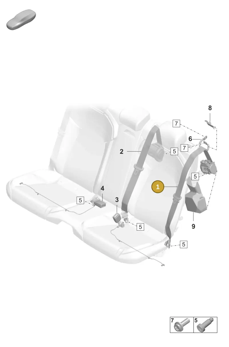 9J1857806POH5 Porsche Seat Belt (OH5)