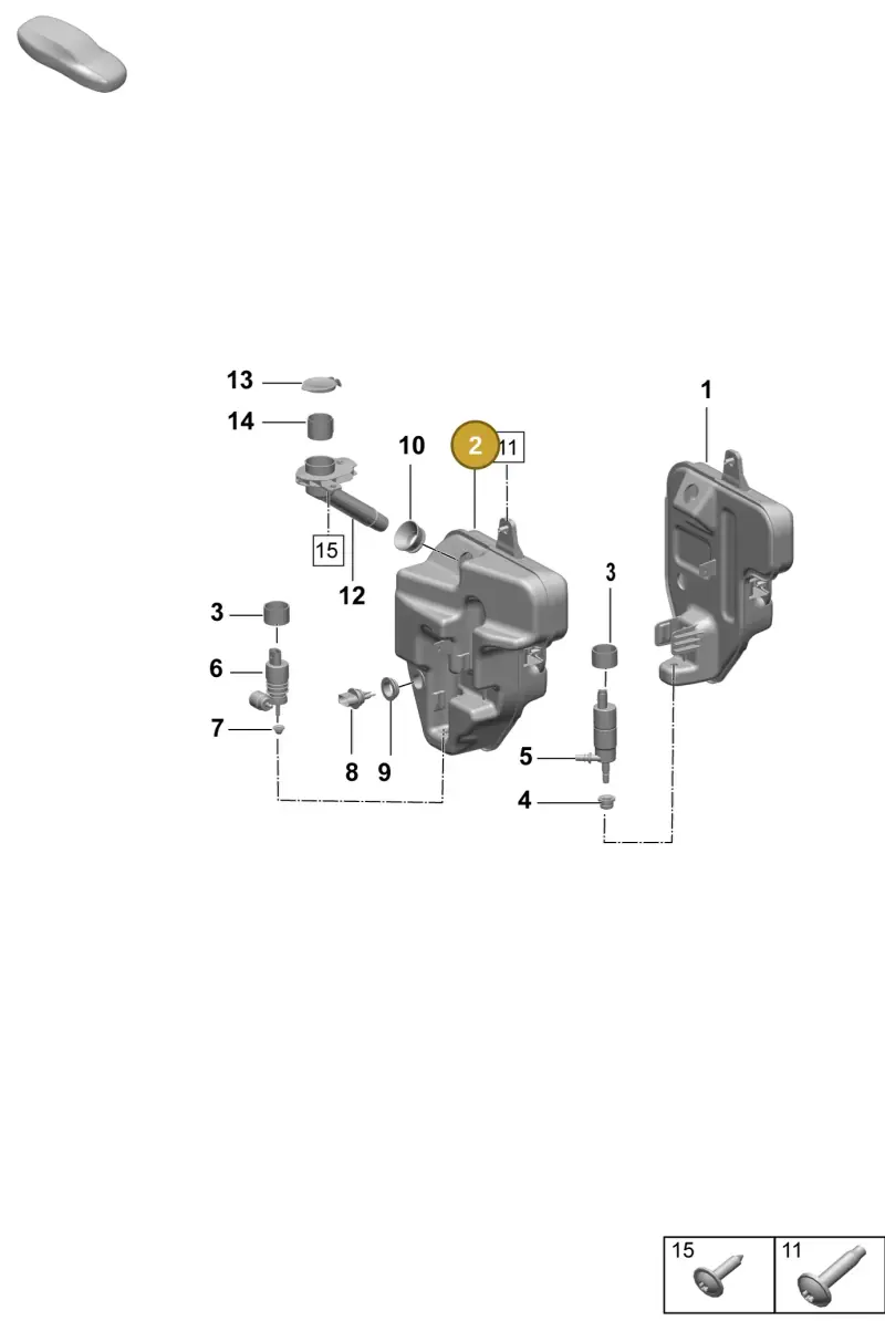 9J1955453E Porsche Wash Water Reservoir