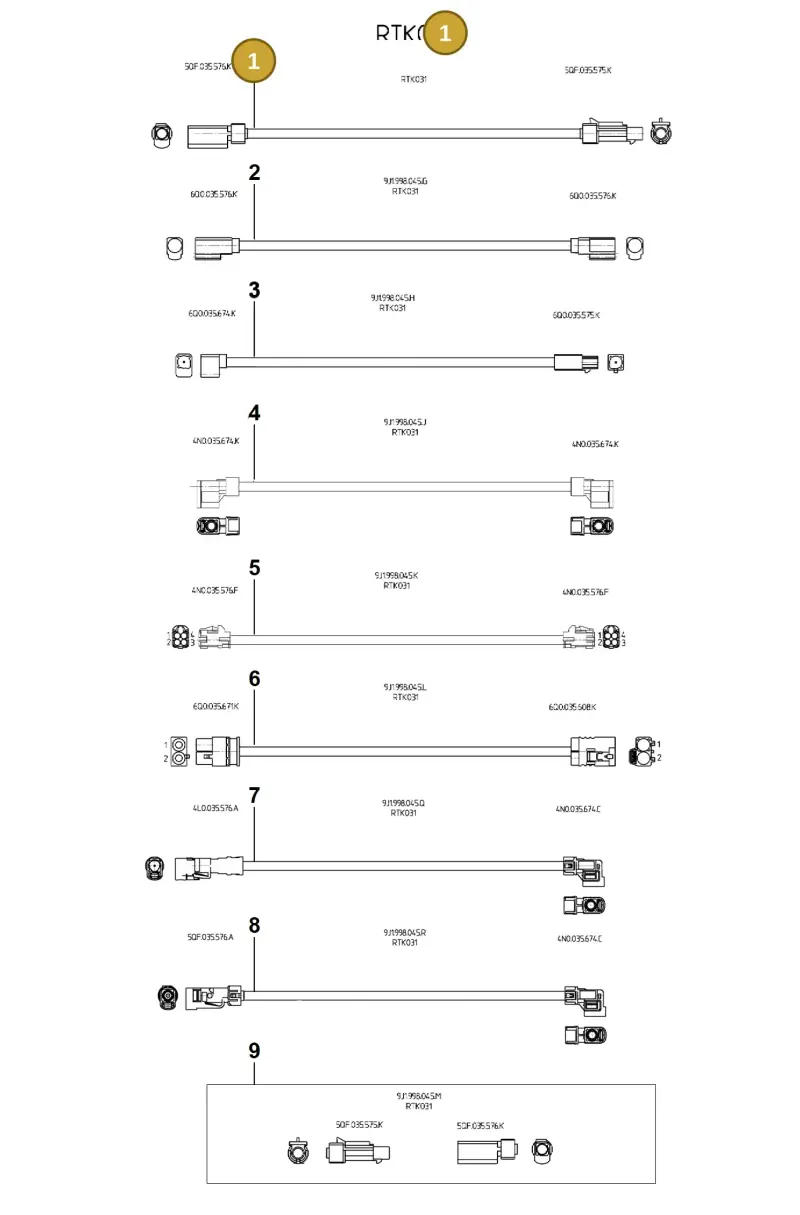 9J1998045F Porsche Repair Set for Aerialwires