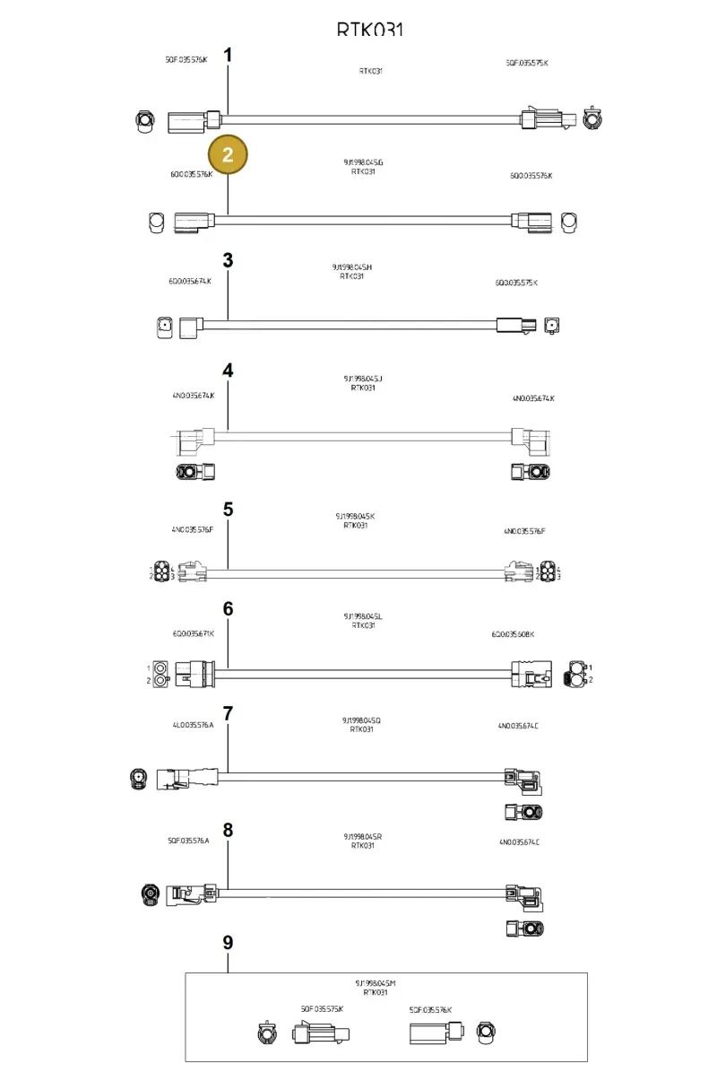 9J1998045G Porsche Repair Set for Aerialwires