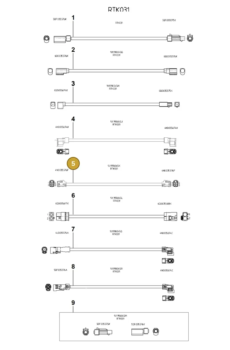 9J1998045K Porsche Repair Set for Aerialwires