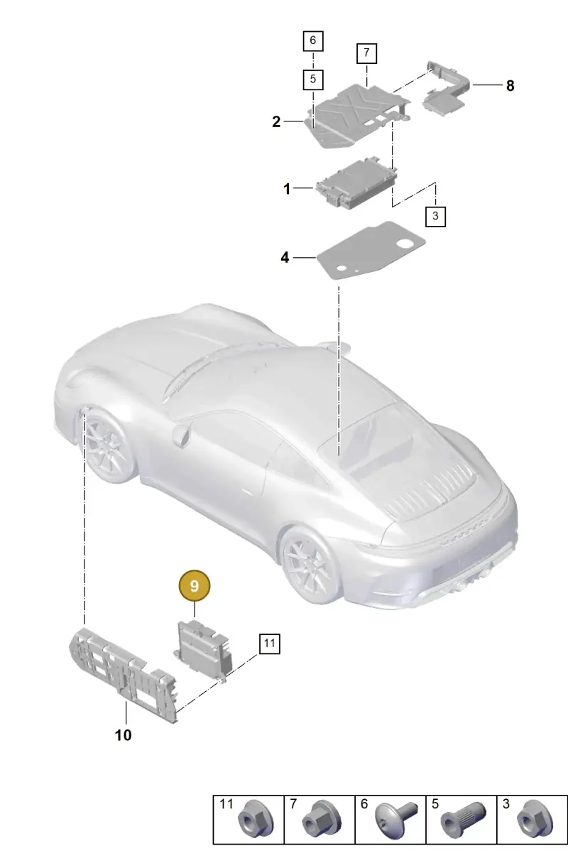 9P1035465A Porsche Auxiliary Amplifier for Bass Loudspeaker