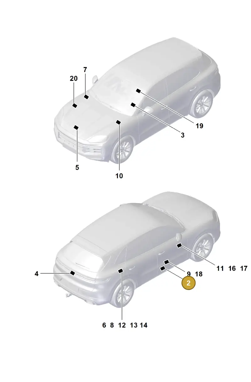 9Y0010000N Porsche Data Plate for Tyre Pressure