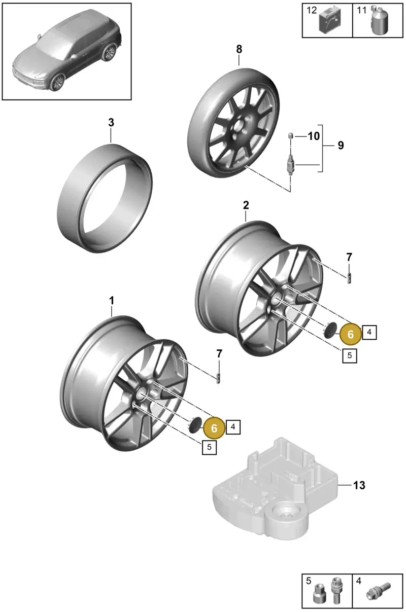 9Y0601150A Porsche Hub Cap