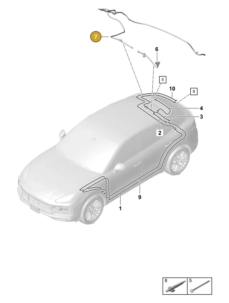 9Y0827861B Porsche Hose Line for Washer Water