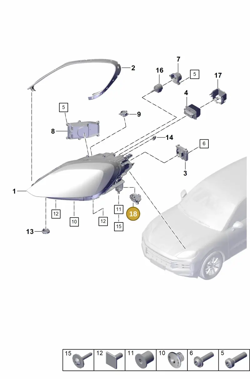 9Y0941058AY Porsche Bracket for Headlight