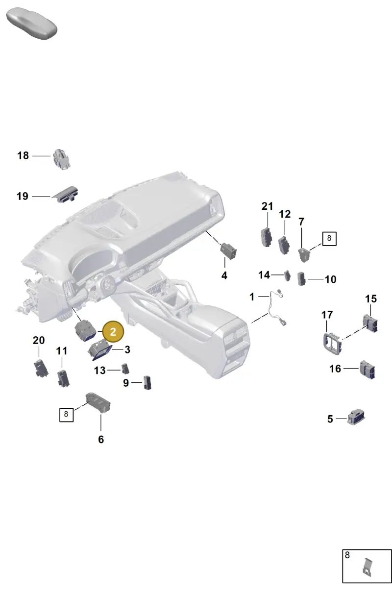 9Y0941527C6N3 Porsche Switch for Lighting (Matt Black 6N3)