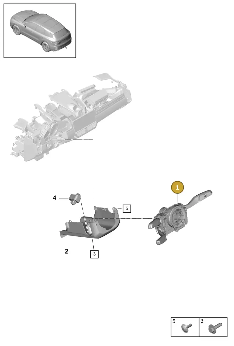 9Y0953513NHUO Porsche Steering Column Switch (High-Gloss Black/Black HUO)