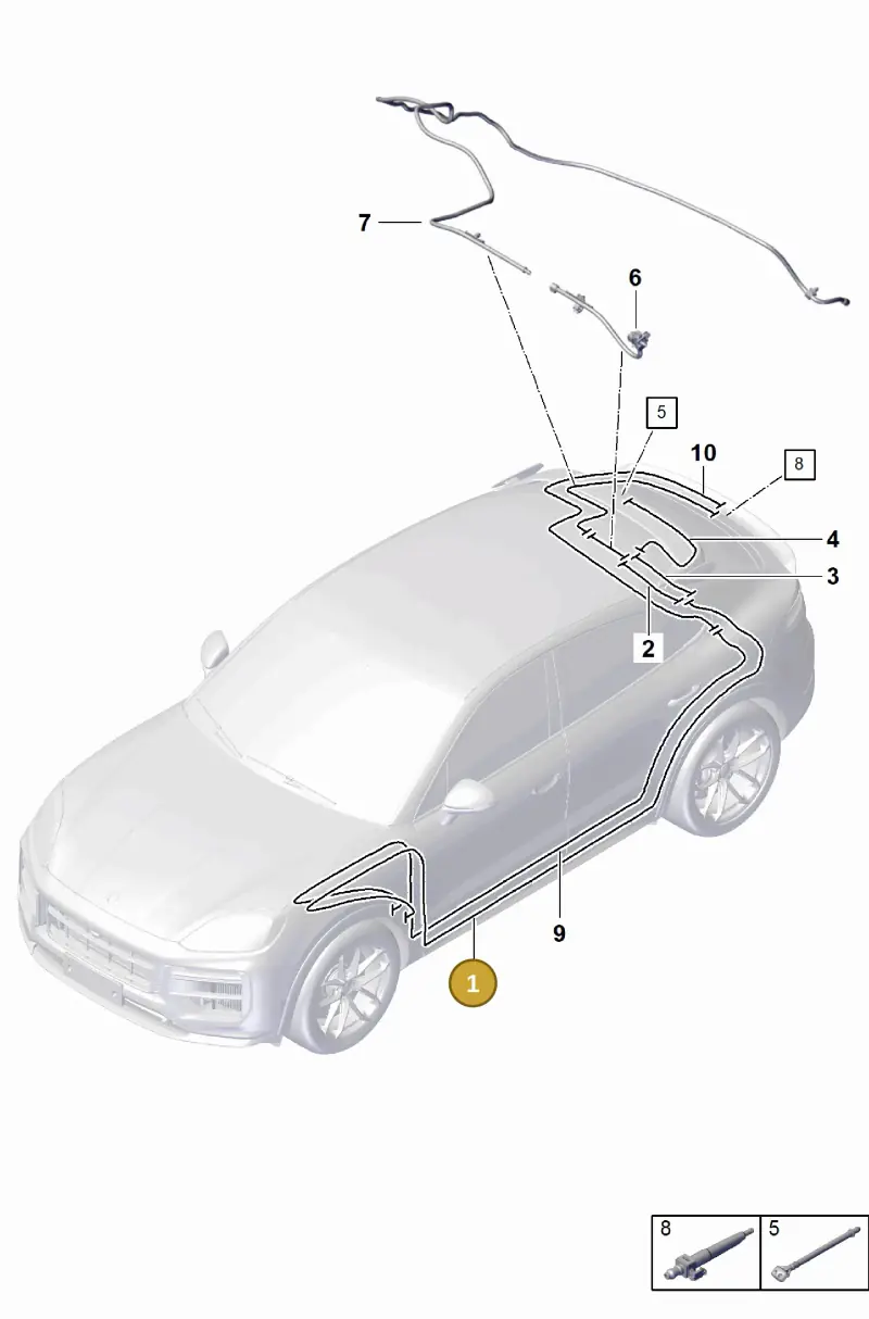 9Y0955744A Porsche Hose Line for Washer Water